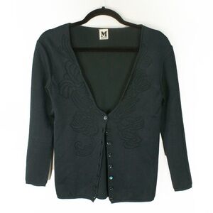 Vintage Missoni Knit Dark Green Cardigan Sweater Top